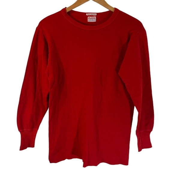 Mark Abrahams Vintage Plain Red Knit Long Sleeve Shirt Two Layer Fabric Pullover - Picture 1 of 4